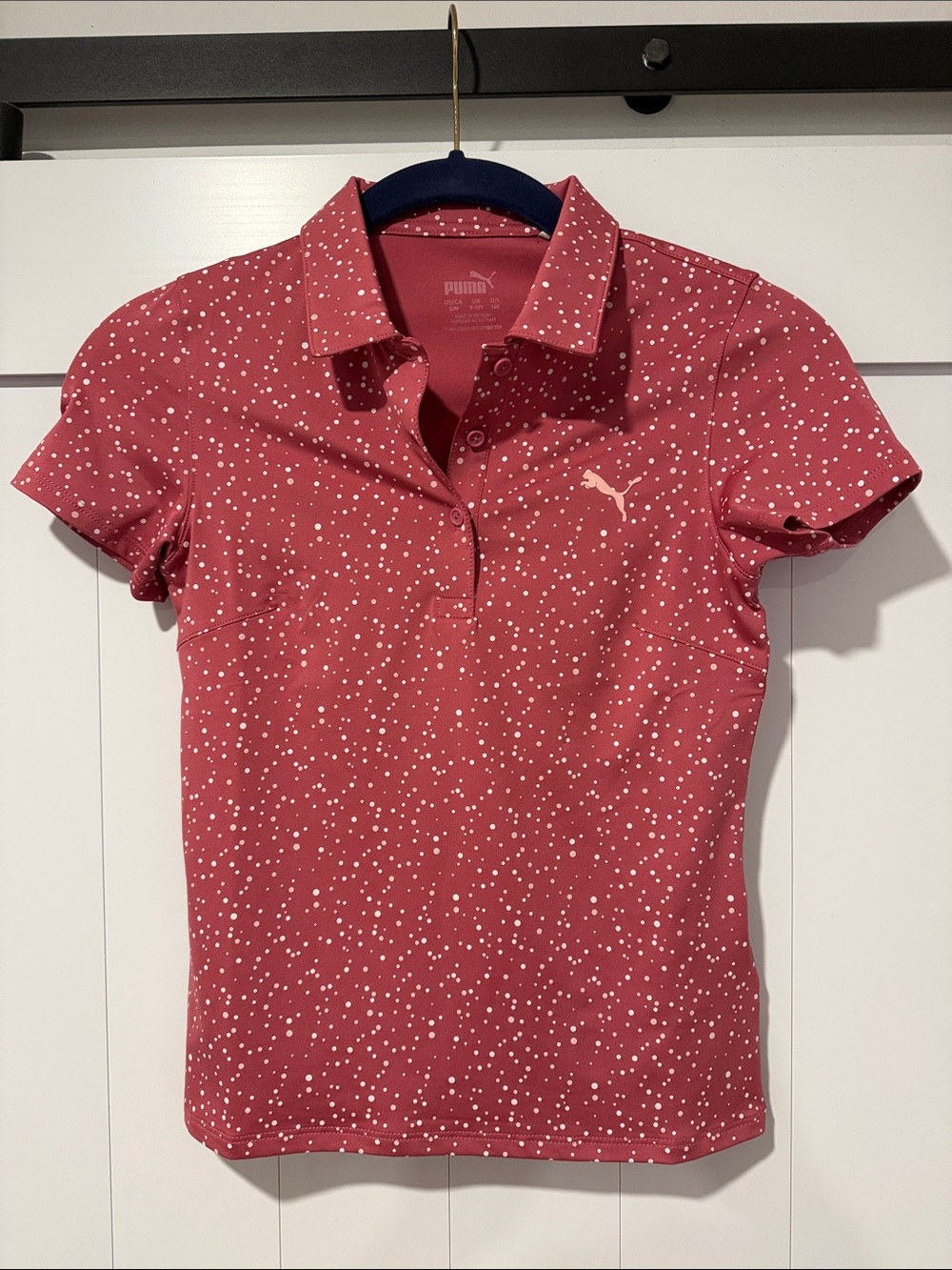 Puma Women's Rose Pink Dot Button-Down Polo